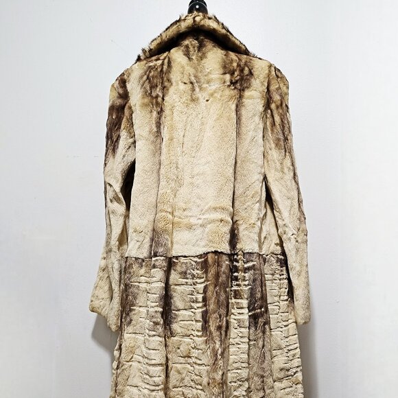 New Real Semi-Sheared Cross MINK Fur Coat Jacket Stroller Beige Golden Palamino - Picture 5 of 7